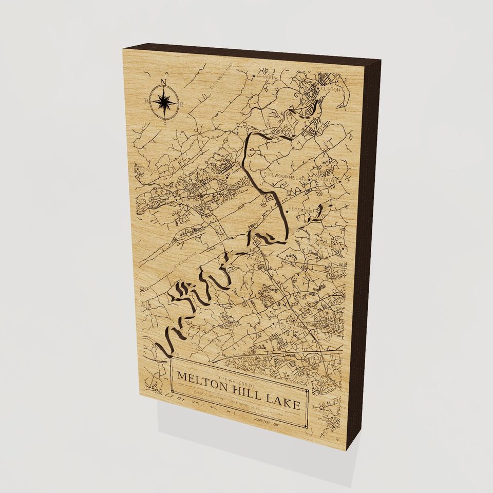 Melton Hill Lake 3D wood map, hero view