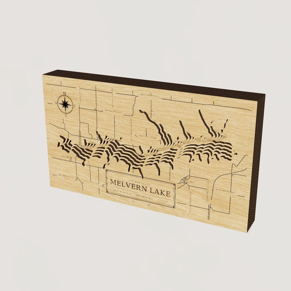 Melvern Lake 3D wood map, hero view