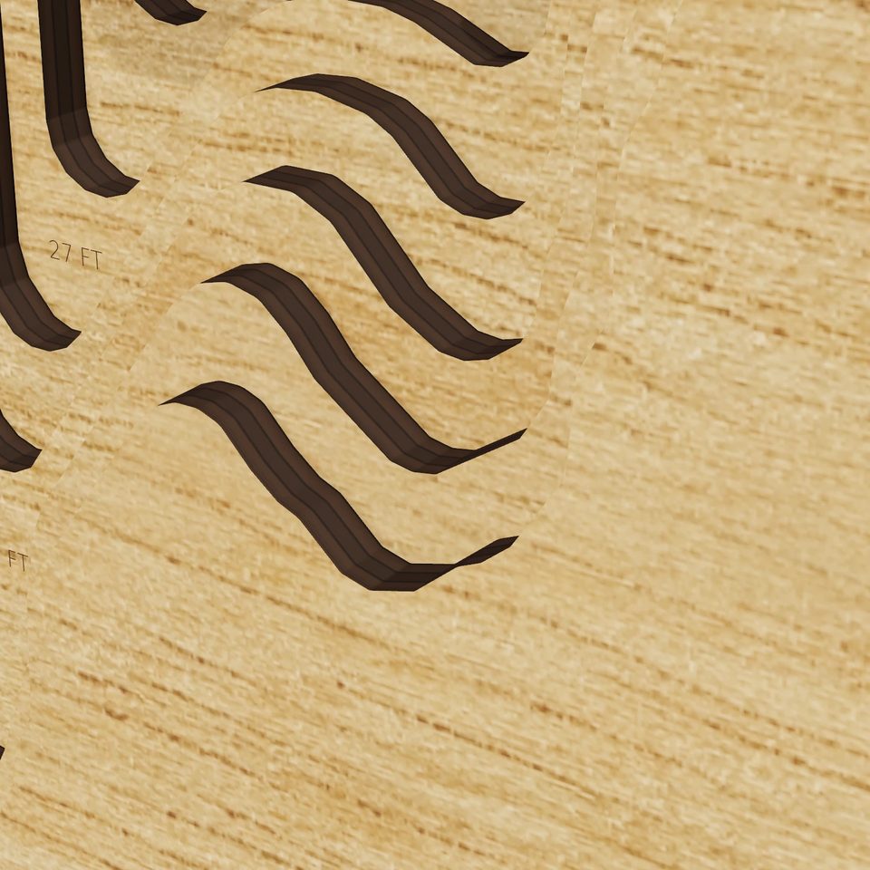 Mendums Pond 3D wood map, detail view