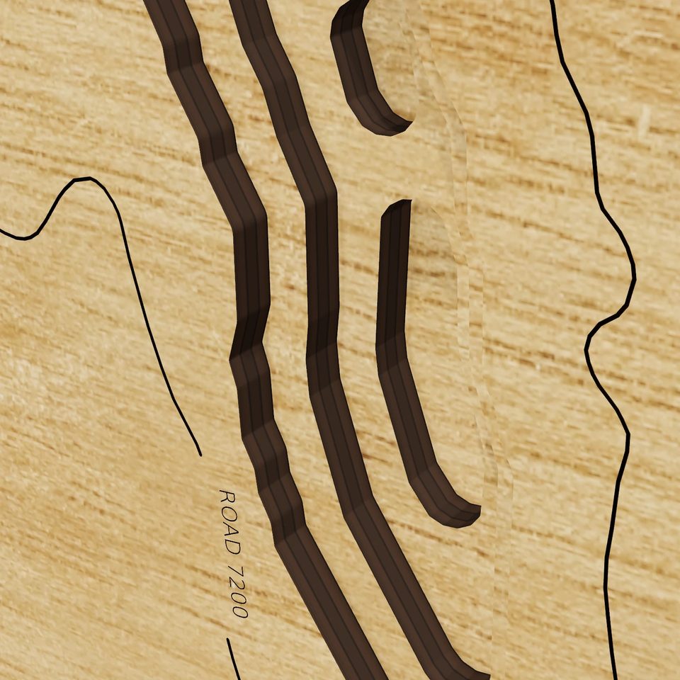 Merrill Lake 3D wood map, detail view