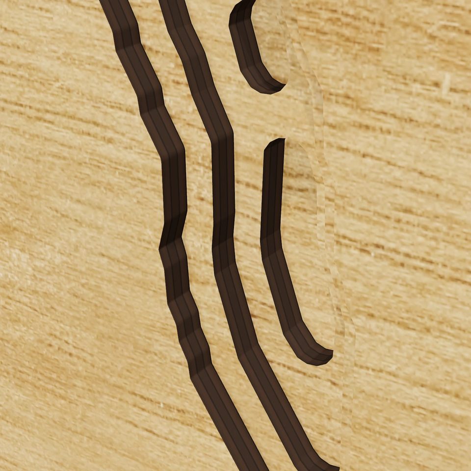 Merrill Lake 3D wood map, detail view