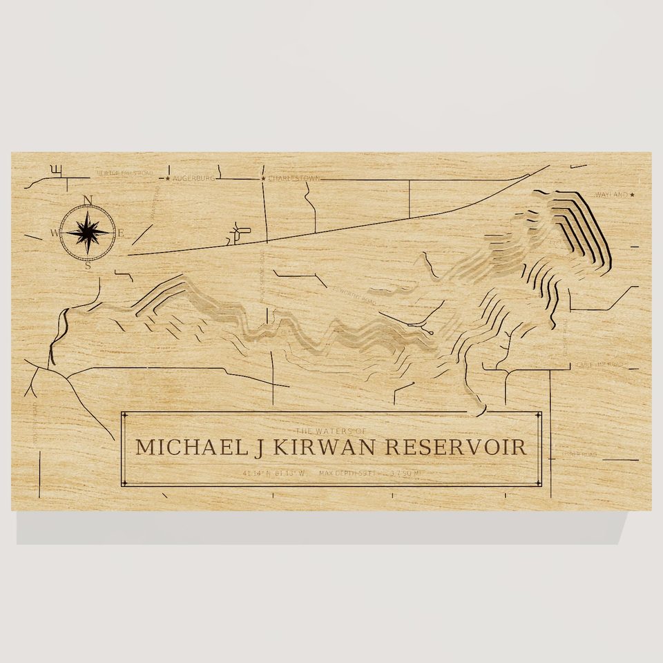 Michael J Kirwan Reservoir 3D wood map, front view