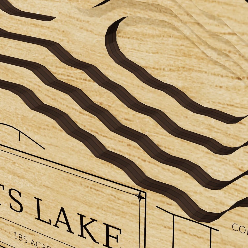 Middle Straits Lake 3D wood map, detail view