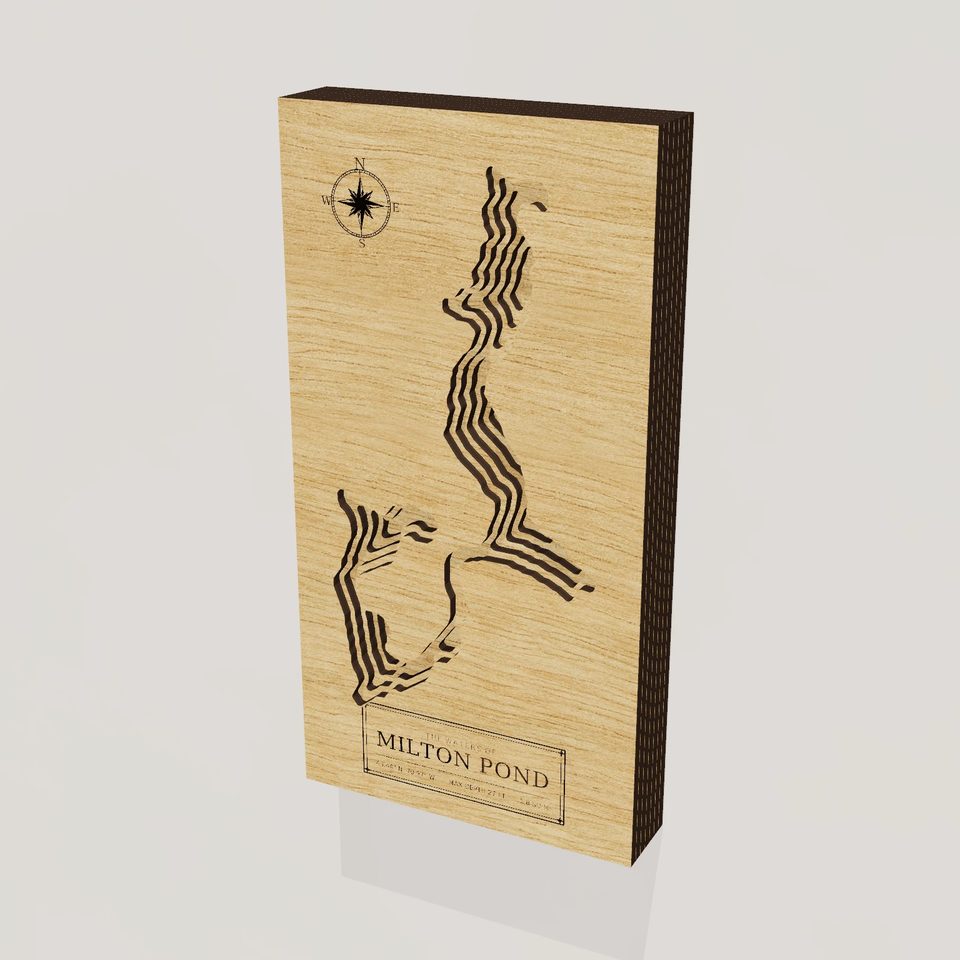 Milton Pond 3D wood map, hero view