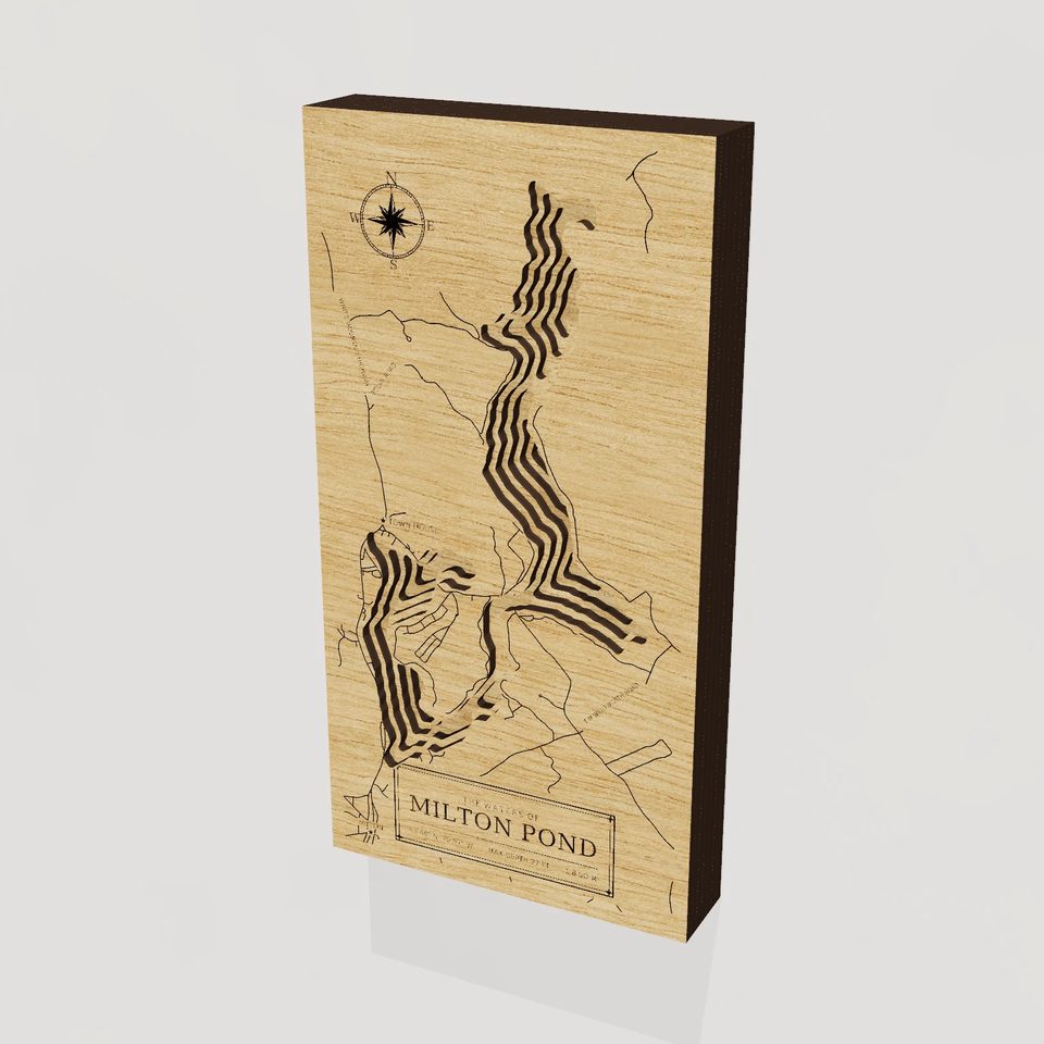 Milton Pond 3D wood map, hero view