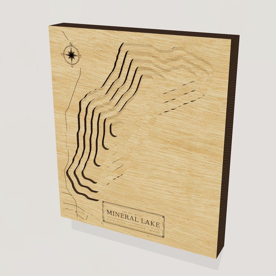 Mineral Lake 3D wood map, hero view