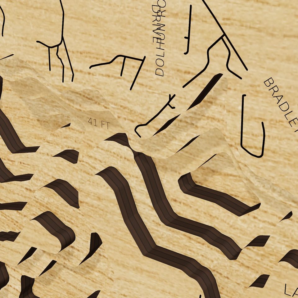 Minocqua Lake 3D wood map, detail view