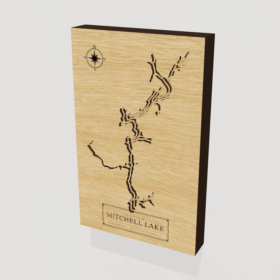 Mitchell Lake 3D wood map, hero view