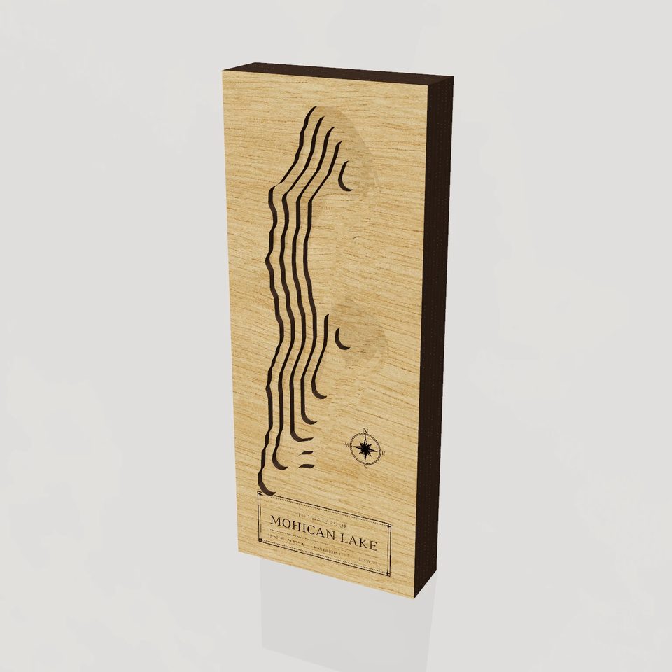 Mohican Lake 3D wood map, hero view