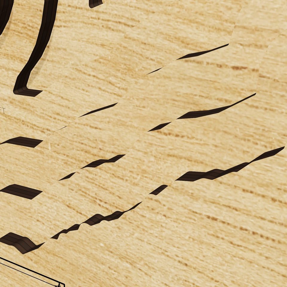 Mono Lake 3D wood map, detail view