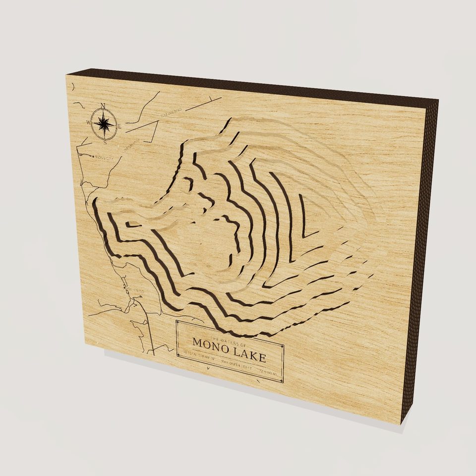 Mono Lake 3D wood map, hero view