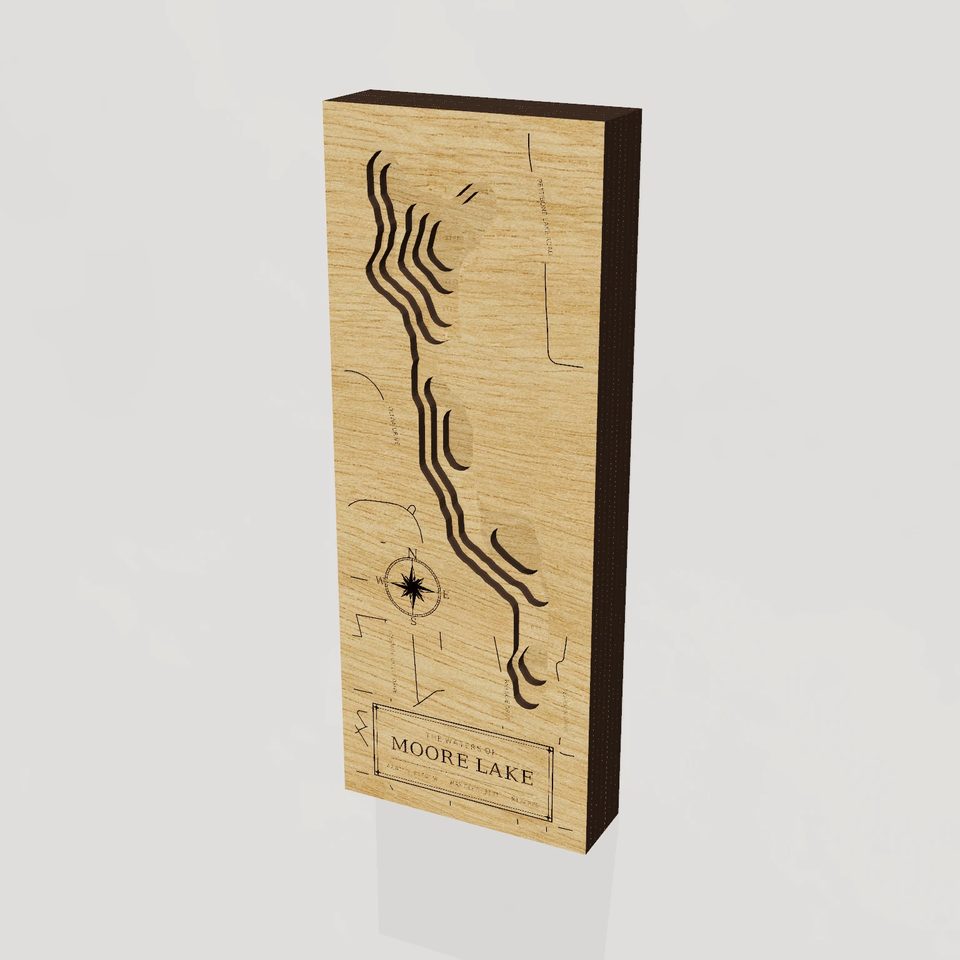 Moore Lake 3D wood map, hero view