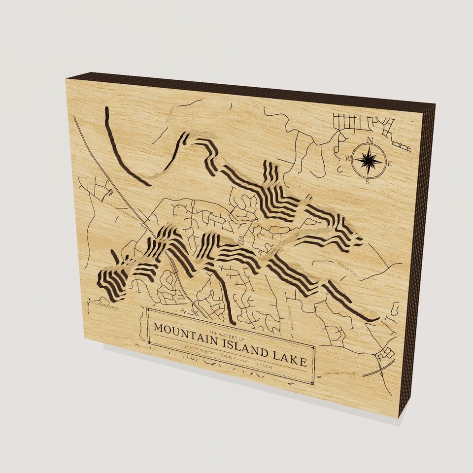 Mountain Island Lake 3D wood map, hero view