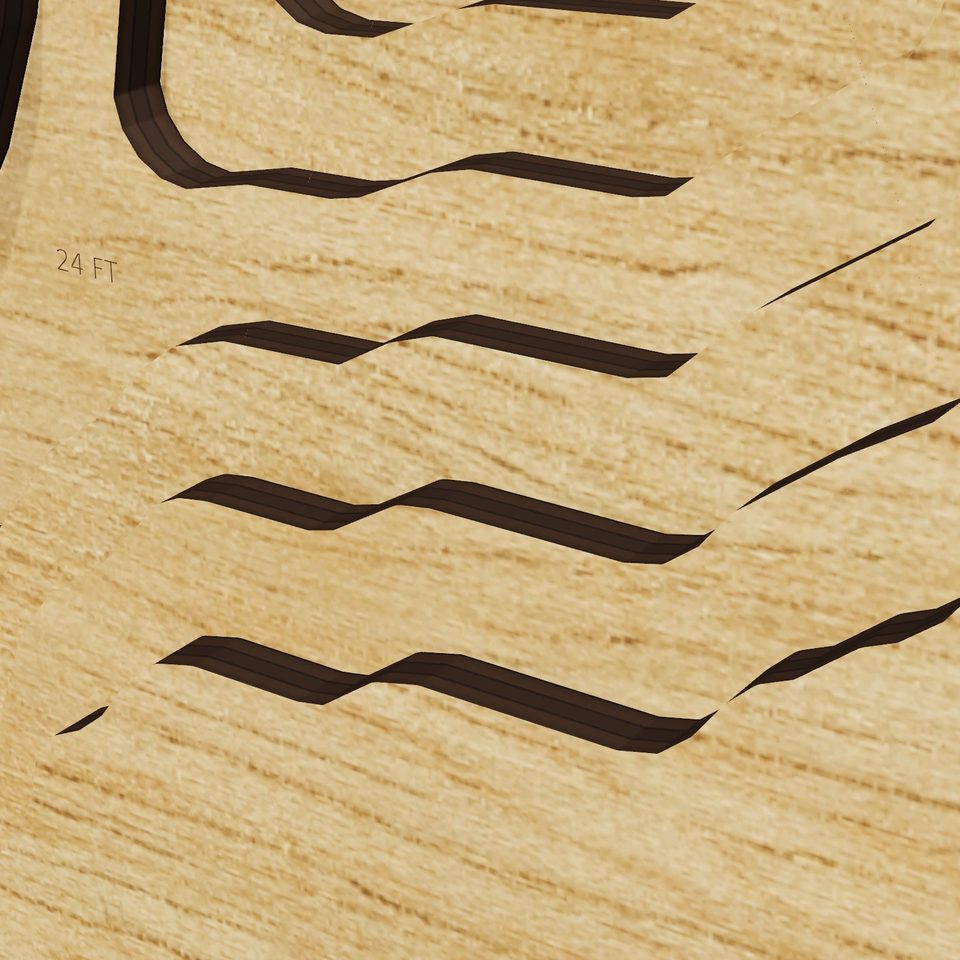 Mudge Pond 3D wood map, detail view