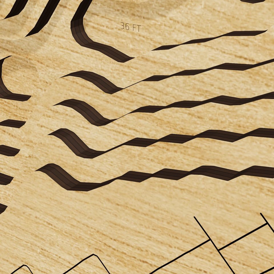 Muskegon Lake 3D wood map, detail view
