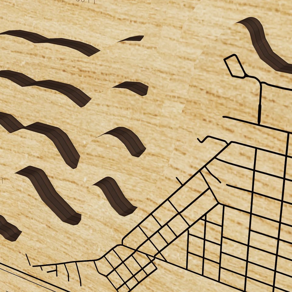 Muskegon Lake 3D wood map, detail view