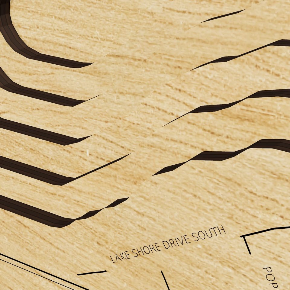 Nabnasset Lake 3D wood map, detail view