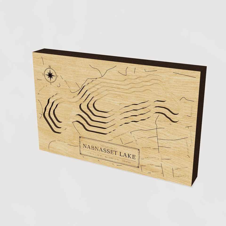Nabnasset Lake 3D wood map, hero view