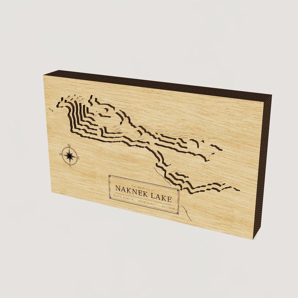 Naknek Lake 3D wood map, hero view