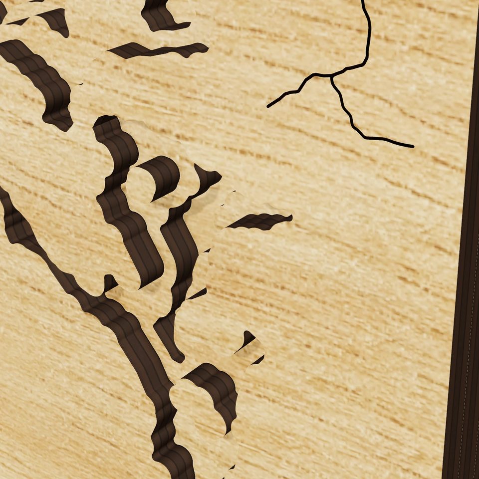 Namakan Lake 3D wood map, detail view