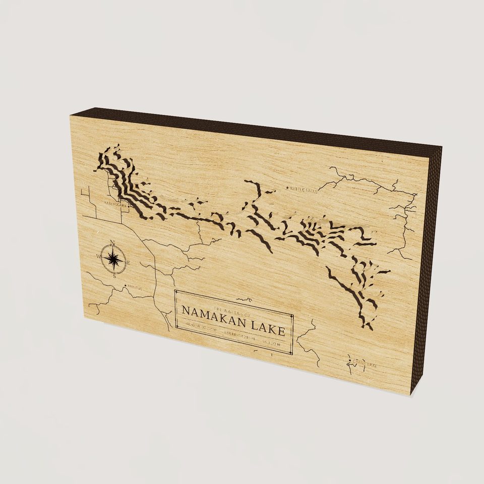 Namakan Lake 3D wood map, hero view