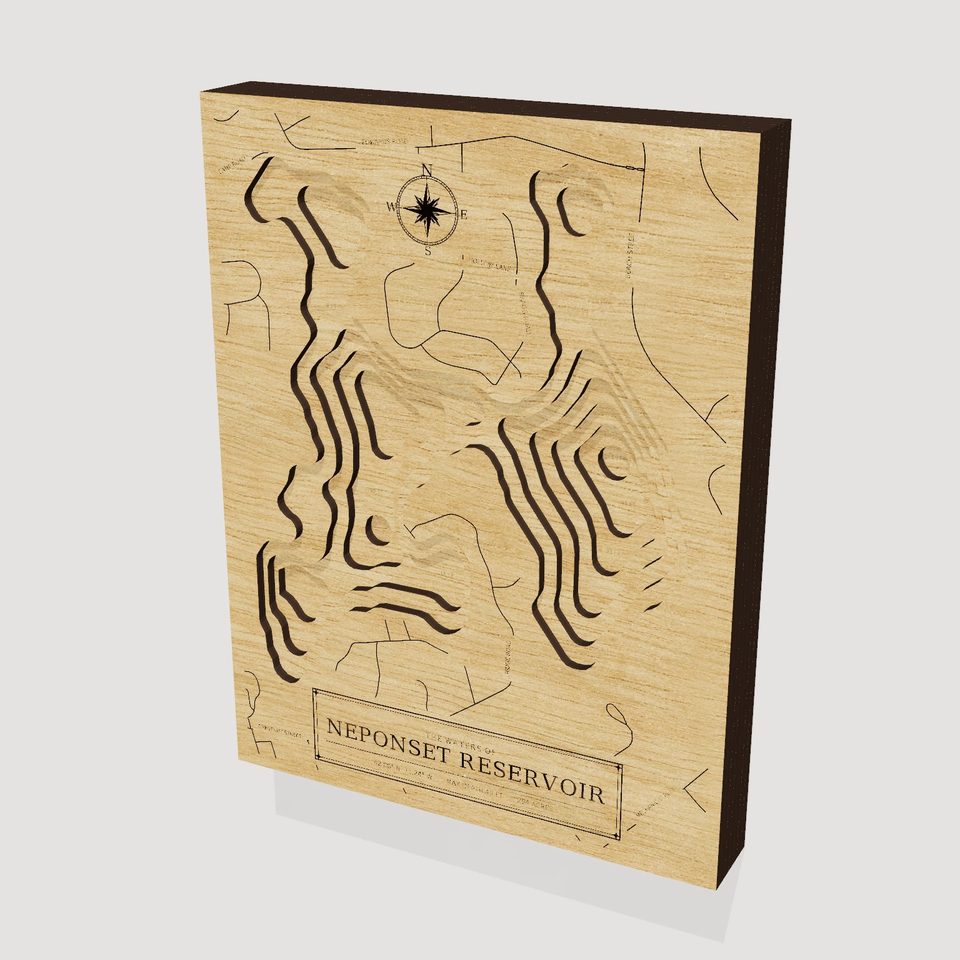 Neponset Reservoir 3D wood map, hero view