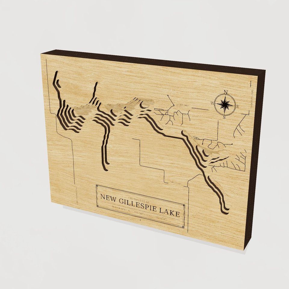 New Gillespie Lake 3D wood map, hero view