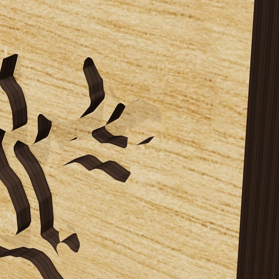 New Hogan Lake 3D wood map, detail view