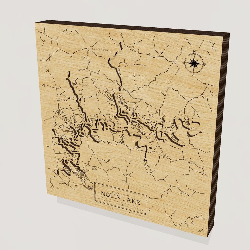 Nolin Lake 3D wood map, hero view