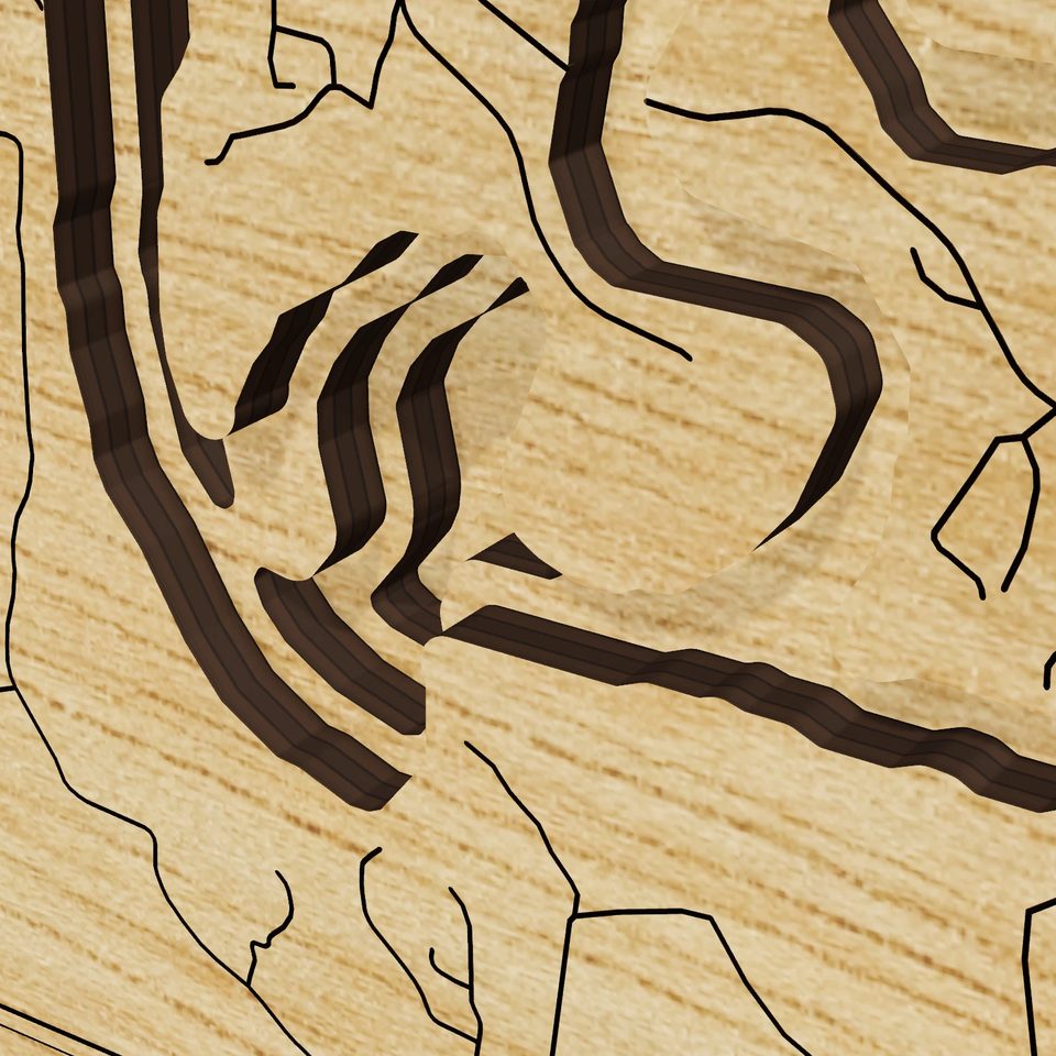 Normandy Lake 3D wood map, detail view