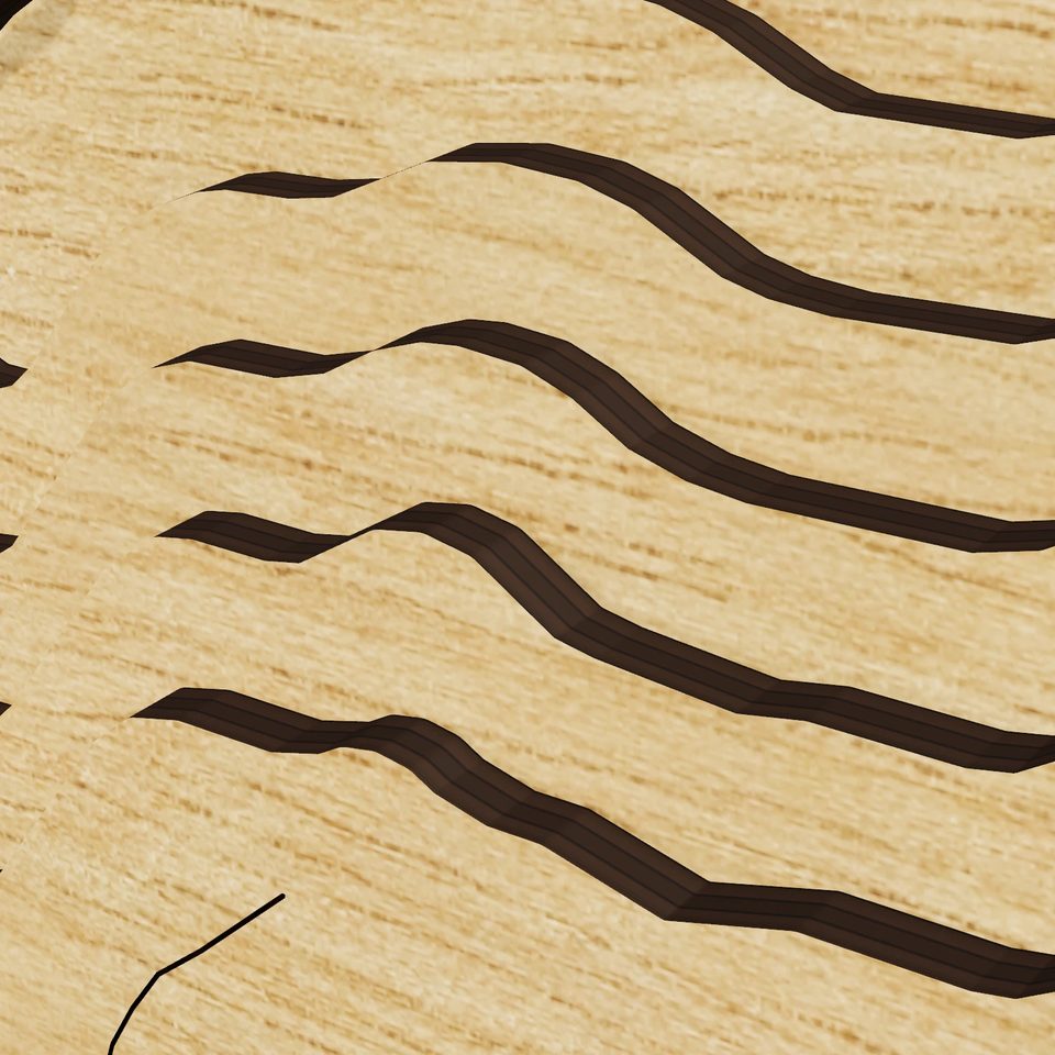 North Lake 3D wood map, detail view