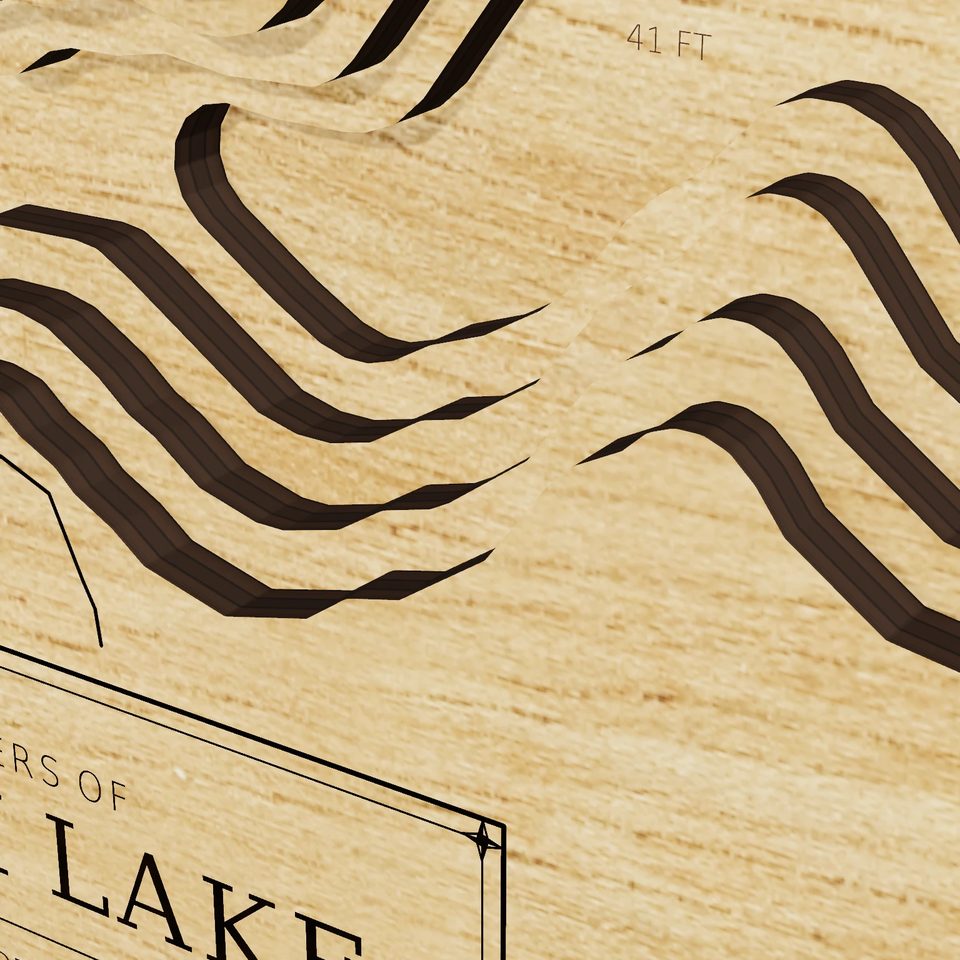 North Lake 3D wood map, detail view