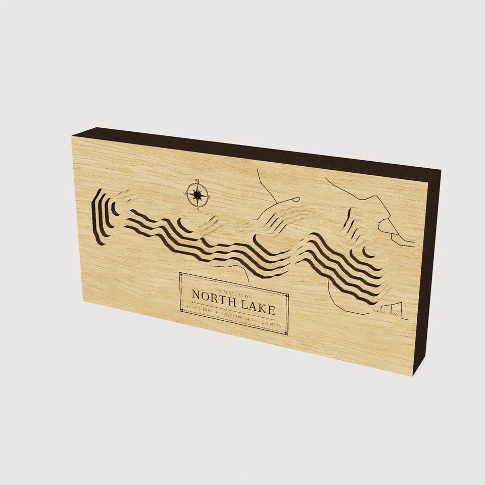 North Lake 3D wood map, hero view
