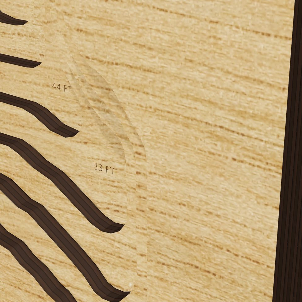 North Pond 3D wood map, detail view
