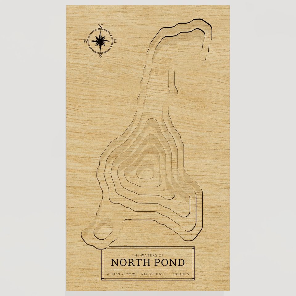 North Pond 3D wood map, front view