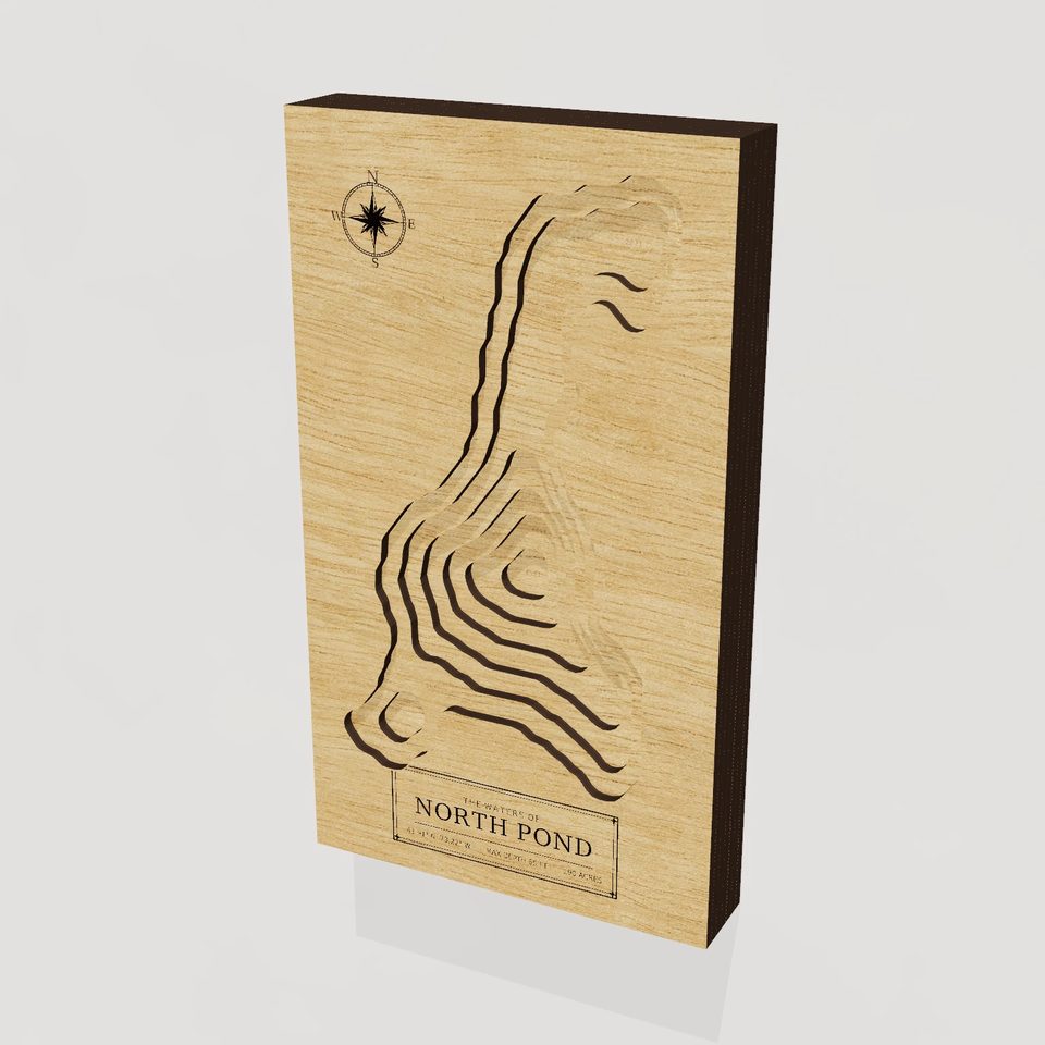 North Pond 3D wood map, hero view