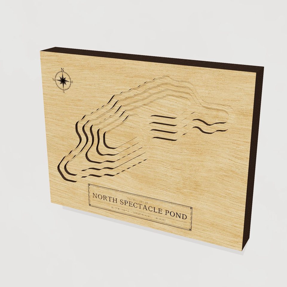 North Spectacle Pond 3D wood map, hero view