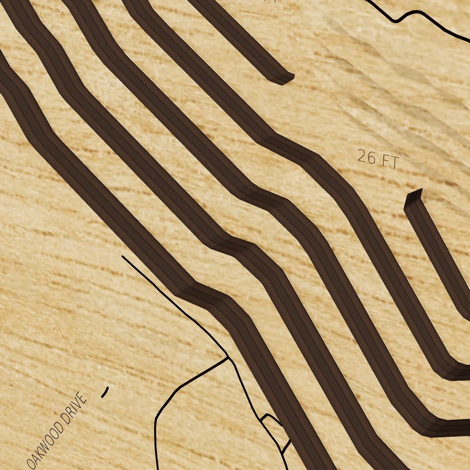 Northwood Lake 3D wood map, detail view