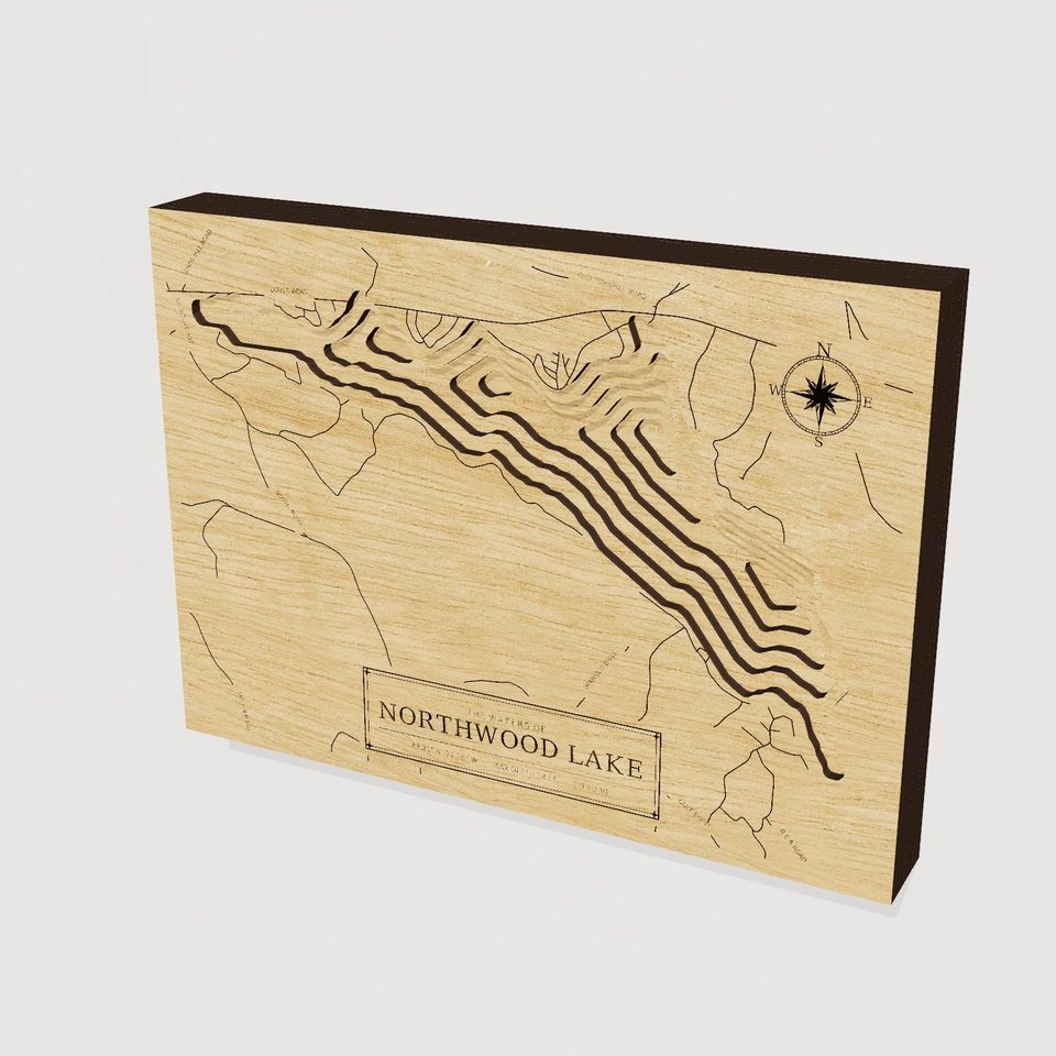 Northwood Lake 3D wood map, hero view