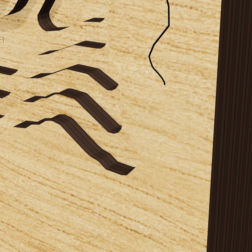Nubanusit Lake 3D wood map, detail view
