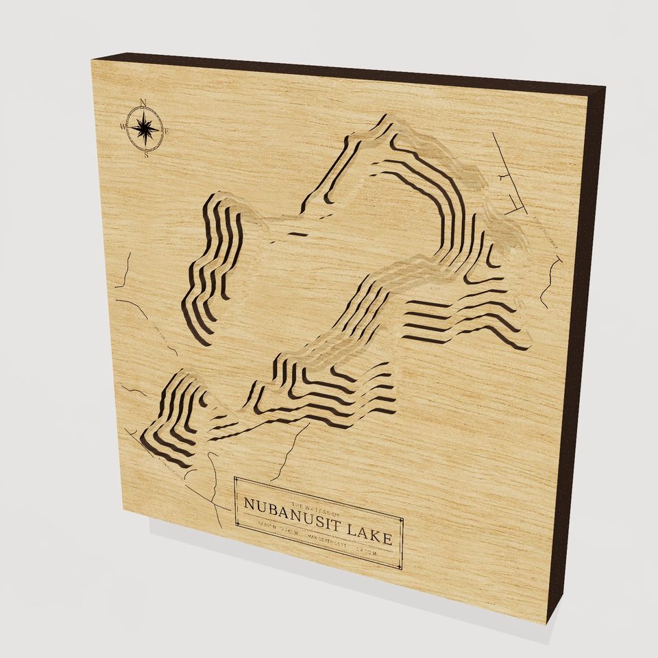 Nubanusit Lake 3D wood map, hero view