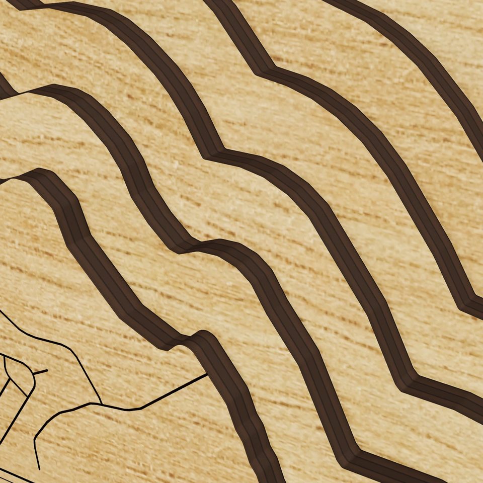 O C Fisher Lake 3D wood map, detail view