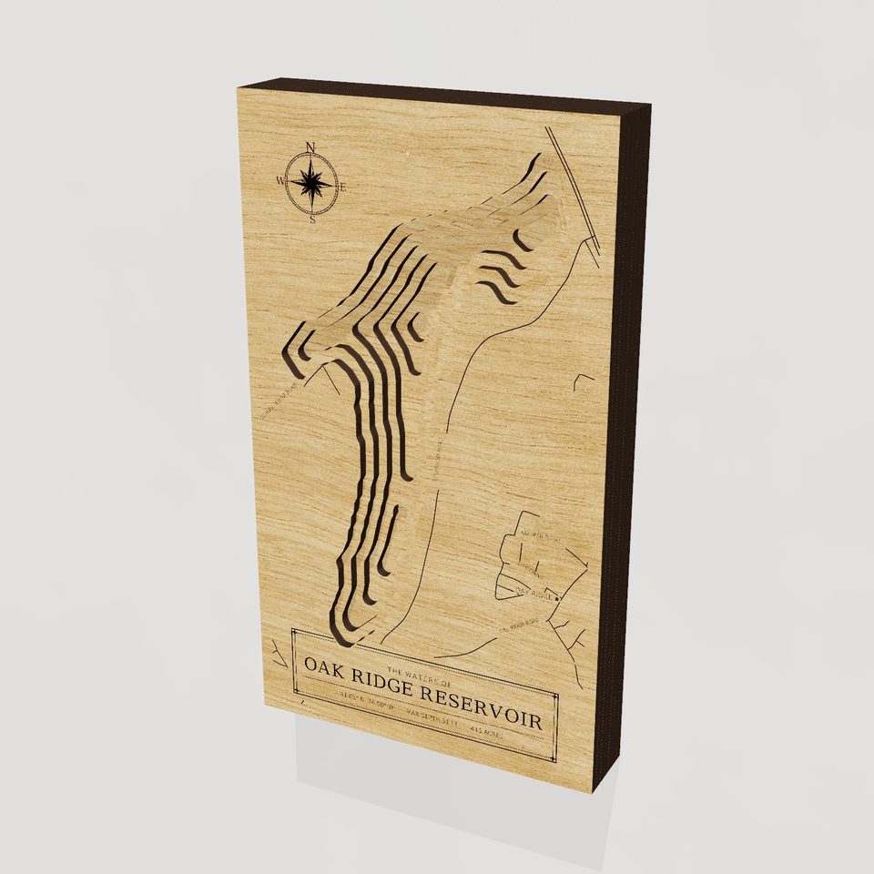 Oak Ridge Reservoir 3D wood map, hero view