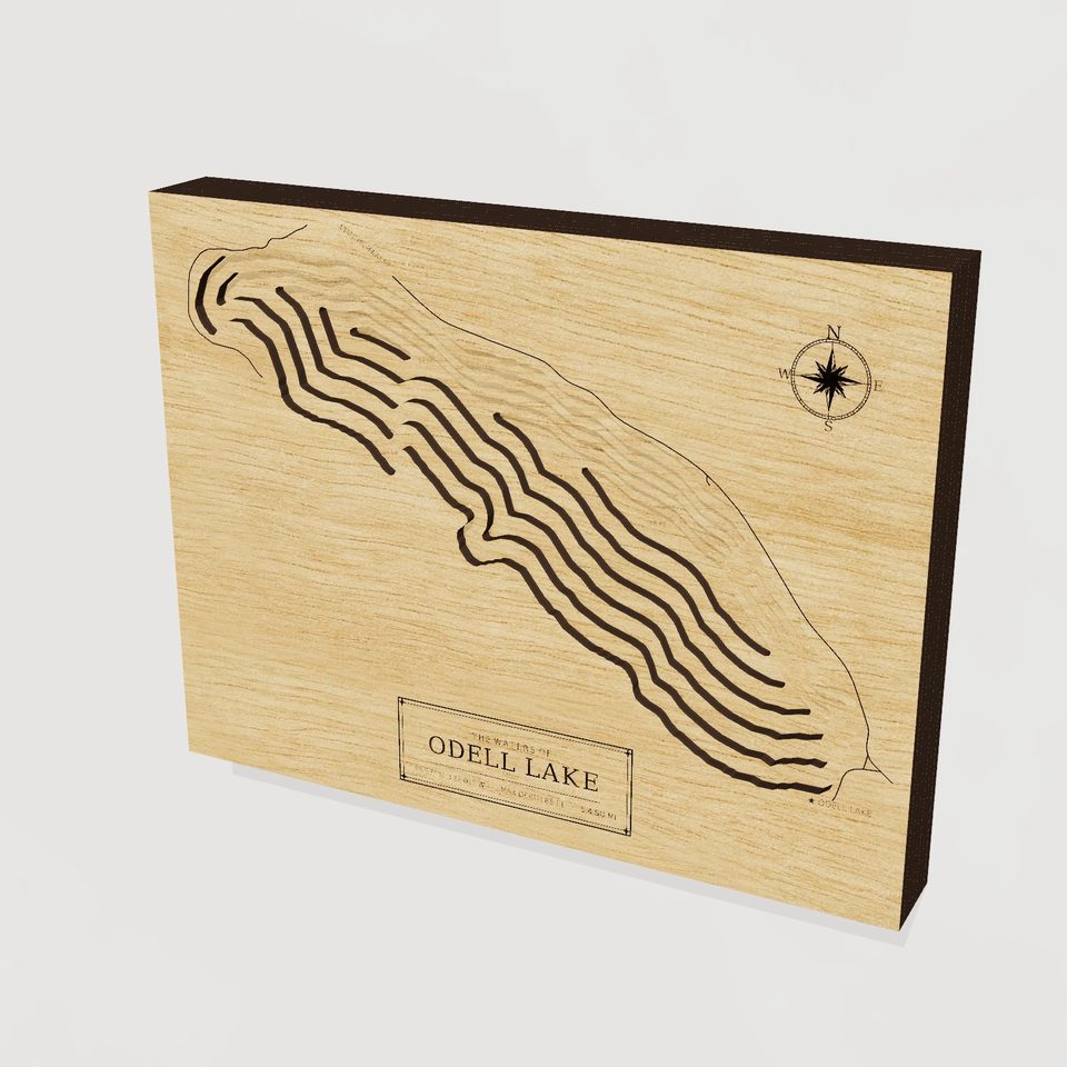 Odell Lake 3D wood map, hero view