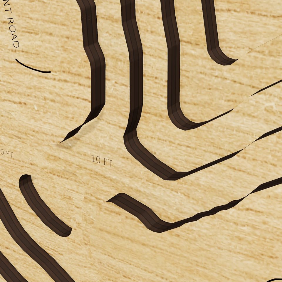 Okauchee Lake 3D wood map, detail view