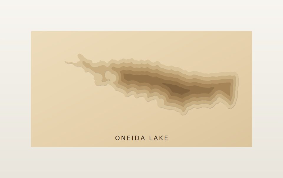 Oneida Lake 3D wood map, preview view