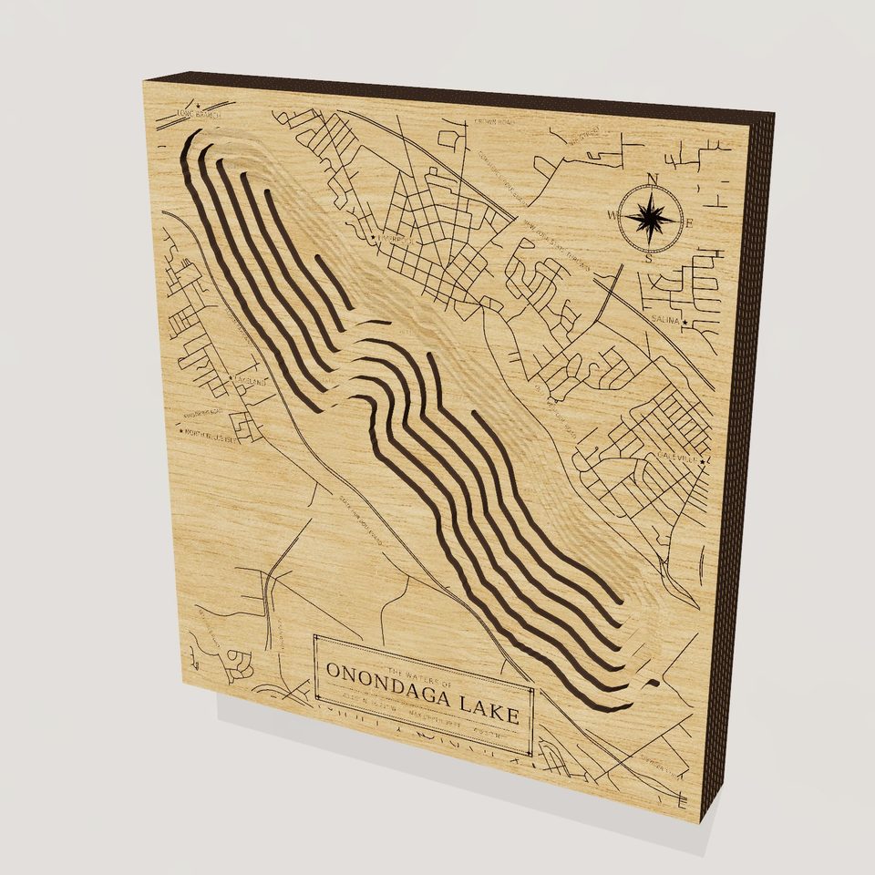 Onondaga Lake 3D wood map, hero view