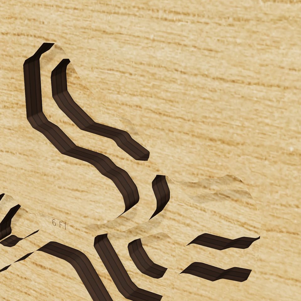 Oradell Reservoir 3D wood map, detail view