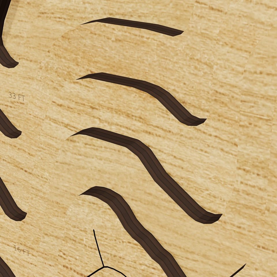 Orange Lake 3D wood map, detail view