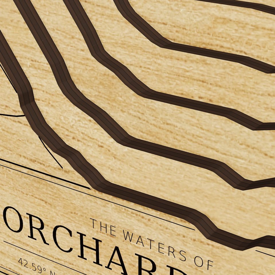 Orchard Lake 3D wood map, detail view